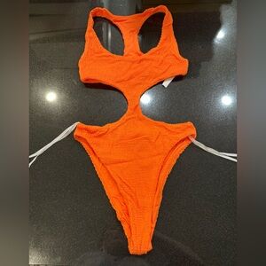 Summerful Bright Orange Swimsuit with Cutout